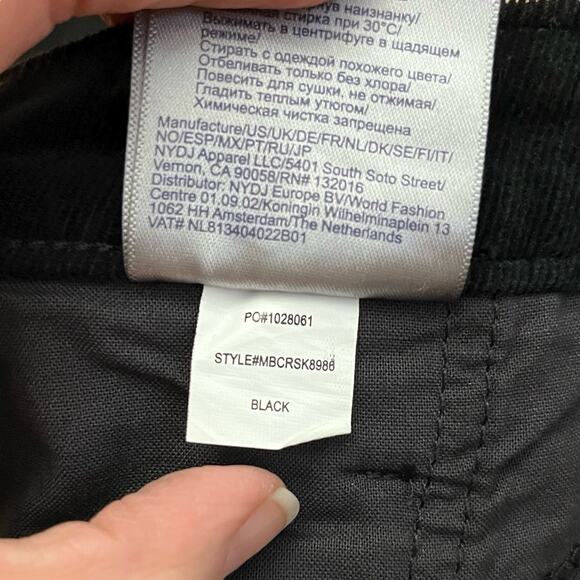 NYDJ High Waisted Corduroy Maxi Skirt Size 12 Black Straight Fit Front Slit - Picture 11 of 12